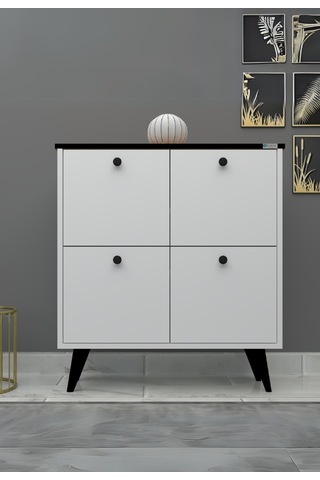 %100 Mdf Akus 4 Kapaklı Ayaklı Ayakkabılık Üstü Falez Beyaz