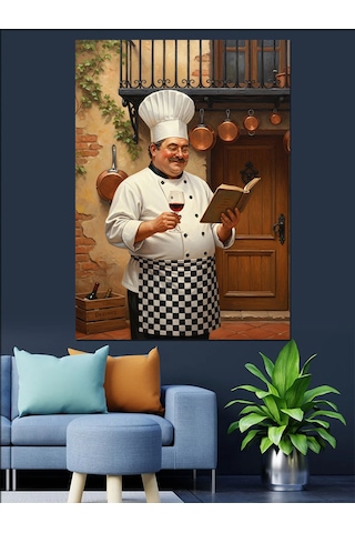 Ahşap Tablo Aşçı Yemek Yapıyor