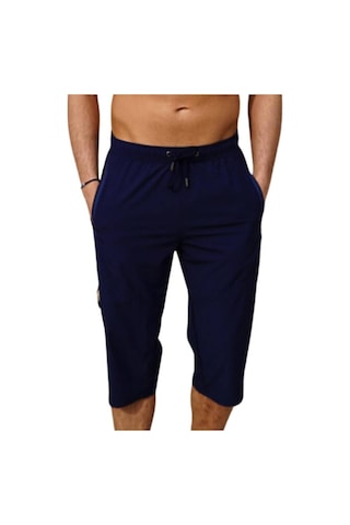 Lacivert Büyük Beden Diz Altı Uzun Model Su İtici Özellikli Likralı Esnek Kumaş Erkek Plaj Deniz Kapri Şort - 941-lacivert 001