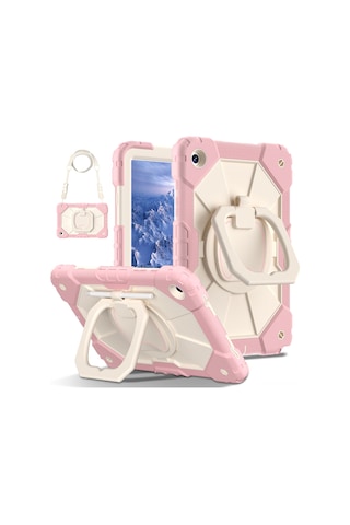 Neevoyu Samsung Tab A9 8.7" Korumalı Kılıf: Silikon+pc Tam Kapama, Darbeye Dayanıklı, Döner Tutucu, Mor-yesil Renk Kombinasyonu