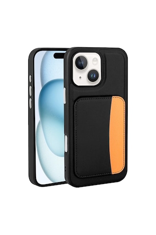 Ecruz iPhone Uyumlu 13 Kılıf Kartlıklı Zore X-kart Silikon Kapak - Kahverengi
