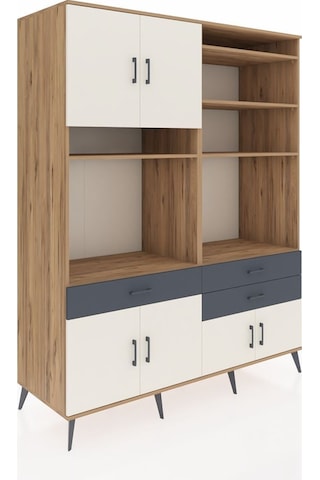 Kronos Gardrop 10 Raflı 3 Çekmeceli 8 Kapaklı 176x59x221 Çam-aytaşı/antrasit Aytaşı/antrasit