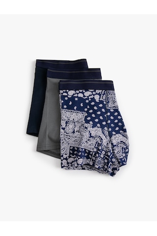 Koton 3'lü Boxer Seti Baskılı Çok Renkli Pamuklu Lacivert 5wlm90015mk Lacivert