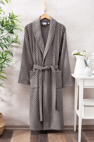Eumenia %100 Pamuk Plaid Desen Koyu Gri Renk Bornoz Gri Eumenia %100 Pamuk Plaid Desen Koyu Gri Renk Bornoz Gri