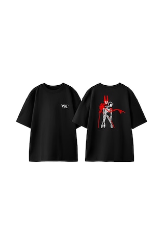 Thewert The Burden On Man Tasarım Sırt Baskılı Pamuk Siyah Oversize T-shirt