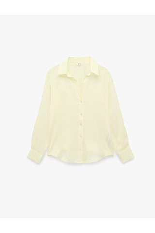 Koton Regular Fit Uzun Kollu Klasik Yaka Saten Gömlek Sarı 6sak60125pw
