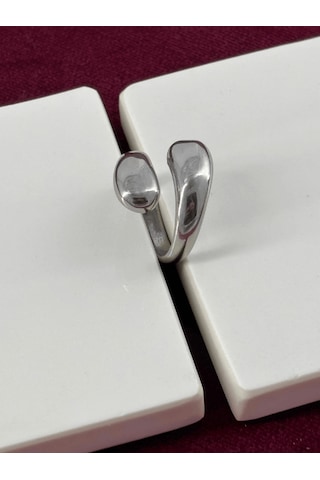 Büyük Çift Damlalı Silver Yüzük Silver