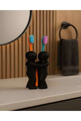 Çiftler İçin 3d Hediyelik Diş Fırçalığı Minimalist Banyo Aksesuarı Geri Dönüştürülmüş Pla 13 X 9 Cm