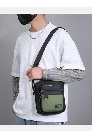 Uıowoo Erkek Omuz Çantası Harfli Ve Metal Halkalı Spor Ve Bisiklet Tek Askılı Sırt Çantası Yeşil