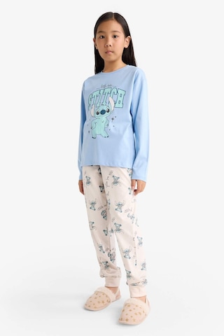 Defacto Kız Çocuk Disney Lilo & Stitch Pijama Takımı Uzun Kollu Üst Uzun Alt F7357a825aube768 Mavi