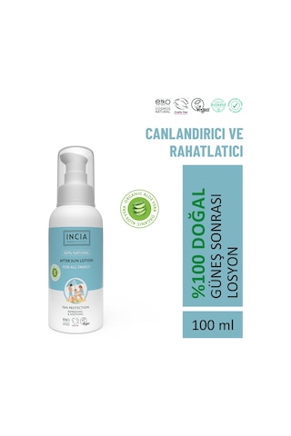 Incıa 100% Natural After Sun Losyon Güneş Sonrası Organik Aloe Vera Nemlendirici Rahatlatıcı 100 ML