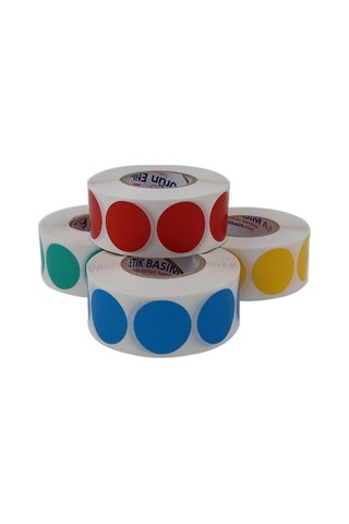 Pp Opak Daire İşaretleme Etiketi Rulo Etiket, 30mm X 30mm Çap 1000 Adet, Yuvarlak Renkli Zemin Baskılı Kontrol Etiketi, Endüstriyel Ve Masaüstü Barkod Yazıcılar İle Uyumludur. Kırmızı 10