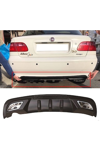 Fiat Albea Difüzör Difizör Siyah + Kare Egzoz Görünüm C Tip Uyumlu