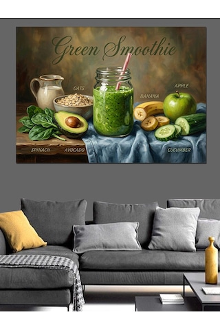 Green Smoothie Ve Sağlıklı Yaşam Dekoratif Kanvas - Mdf Ahşap Tablo