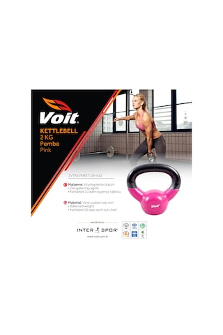 Voit Vinly Kettlebell 2 KG Pembe