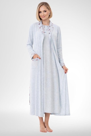 Mecit Pijama Mecit 6321 Mavi Büyük Beden Kadın Sabahlık Pijama Gecelik Set
