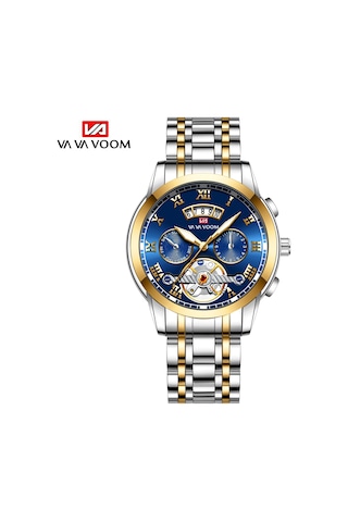 Skycity Kuvars Kol Saati - İthal Hareket, Derin Su Geçirmezlik, Dayanıklı Cam, Parlak Işıklandırma Ve Paslanmaz Çelik Kayış Altın