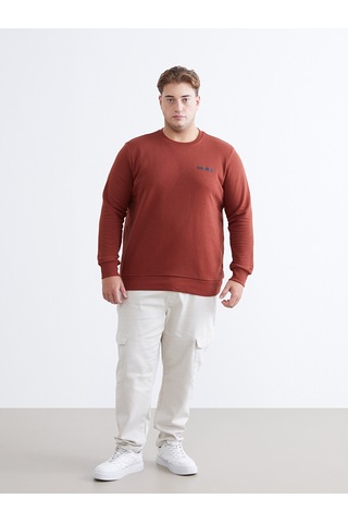 Lcwaıkıkı Classic Turuncu Bisiklet Yaka Baskılı Erkek Sweatshirt