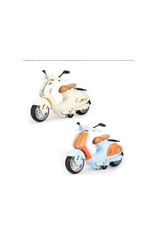 Vespa Motosiklet Çek Bırak Die-cast Vp Sesli Ve Işıklı 1:10 Ölçek 17cm Turuncu Çok Renkli