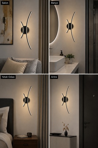 Yumi Modern Led Duvar Apliği Günışığı Siyah