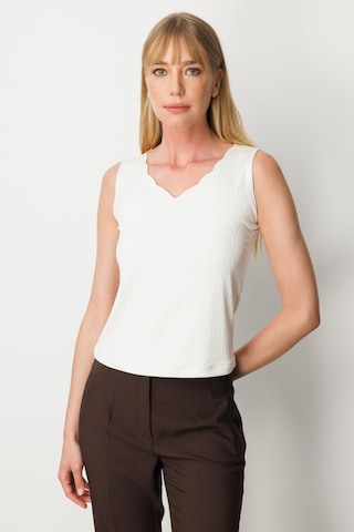 On Kadın Dilim Yaka Simli Bluz 61389 Ekru Ekru