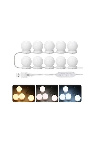 Dancemonkey 3 Aydınlatma Modu Vanity Led 10 Ampullü Ayna Işıklar, Güçlü Led Ayna Işıklar Beyaz