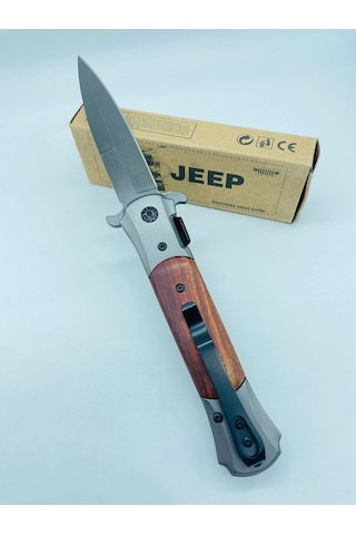 Jeep Marka Ahşapkasa Yarıotomatik Kamp Çakı //23cm-0ııııııı0 Kahverengi - Siyah