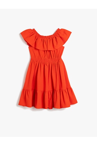 Koton Fırfır Detaylı Kayık Yaka Kolsuz Elbise Kırmızı 5skg80026aw Kırmızı
