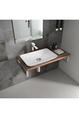 Isvea Sistema Y Tezgah Üstü Çanak Lavabo 60 Cm, Batarya Deliksiz Beyaz 10sy50060