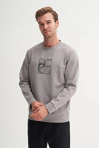Cazador Dynamic Regular Fit Pamuk Karışımlı Baskılı Scuba Sweatshirt-53290 Gri