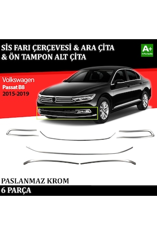 Vw Passat B8 Sis Farı Çerçevesi & Ara Çıtası & Tampon Çitası Krom Takımı 2015 2016 2017 2018 2019
