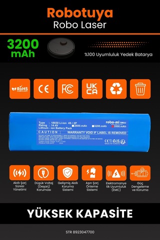 Robotuya Robo Laser Uyumlu 3200 Mah Robot Süpürge Pili