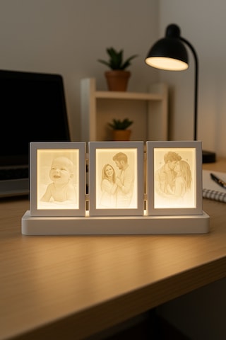 Morfem3d Modüler Aydınlatmalı Litofan Çerçeve - Beyaz - Beyaz Işık - Kişiye Özel Işıklı Fotoğraf Tasarımı