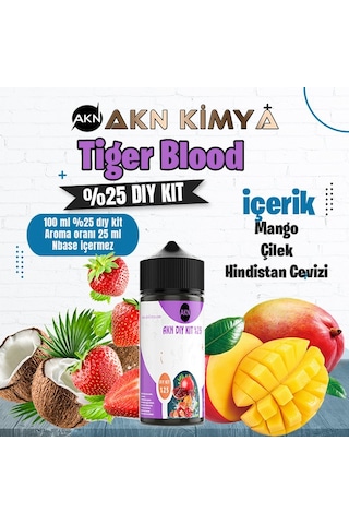 Tiger Blood Yoğun Dıy Kit Mango Çilek Hindistan Cevizi Gıda Aroması %25 Oranda Aroma İçerir Hazır Değildir 100 Ml