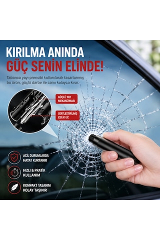 Araç Acil Durum Kiti 2'si 1 Arada Cam Kırıcı Ve Emniyet Kemeri Kesici Taşınabilir Oto Güvenlik Aparatı