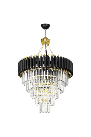 Avizemoda Palmira 55 Cm'Lik Kristal Taşlı Lüks Avize 5'Li - (Siyah-Gold)