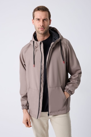 Freemen Erkek Vizon Astarlı Kanguru Su Ve Rüzgar Geçirmez Kapüşonlu Yağmurluk Vizon