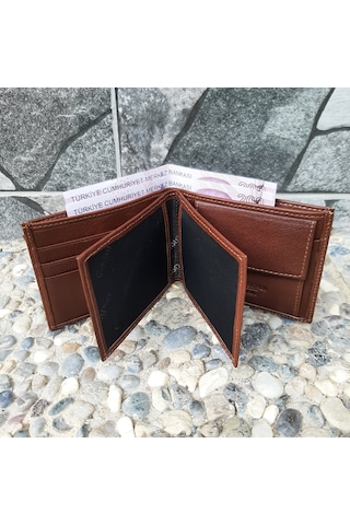 Gvnbag Hakiki Deri Erkek Bozuk Para Gözlü Taba Cüzdan Gvn-0133