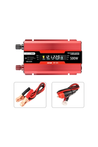 Carmaer Evrensel 12v - 220v 500w Araba Lcd Ekran Invertör Ev Güç Dönüştürücü