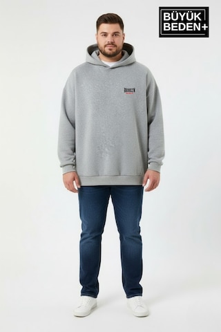 Süperlife Erkek Büyük Beden Brooklyn 1970 Baskılı Kapüşonlu İnce Sweatshirt Spr26bsw964 Açık Gri Melanj