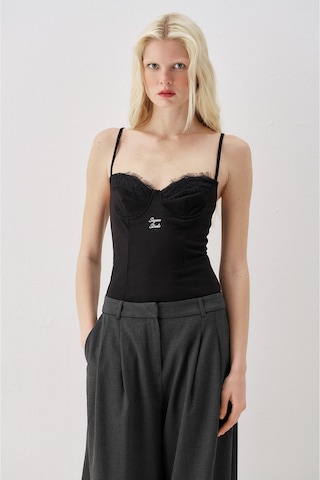 Sagaza Studio Ss6159 İp Askılı Çıt Çıtlı Body SIYAH
