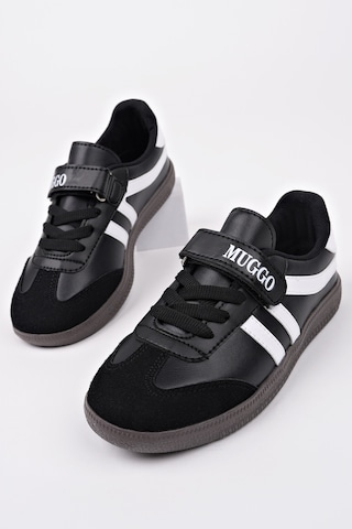 Muggo Dudley Günlük Ortopedik Bağcıklı Ve Cırtlı Çocuk Sneaker Spor Ayakkabı Siyah