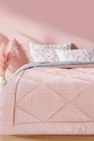 Rivaistanbul Pudra-gri Loura Çift Kişilik Çift Taraflı Lüx Wellsoft Yorgan 195x215 Cm Pudra Pembe