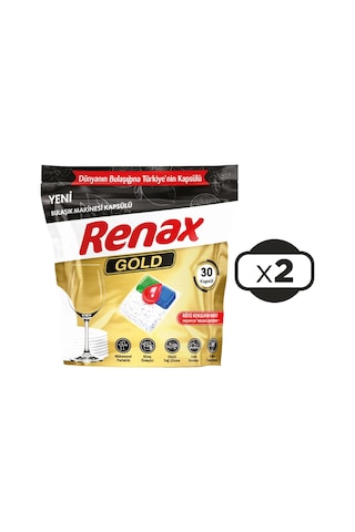 Renax Gold Hepsi Bir Arada Bulaşık Makinesi Kapsülü 2 x 30 Tablet