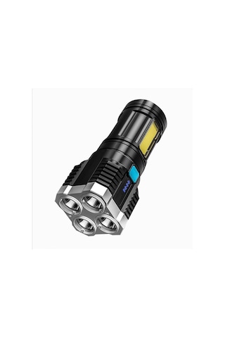 Dış Mekan Acil Kullanımı İçin Çok Fonksiyonlu Led Ekran El Feneri 4 Modlu Parlaklık Ayarı Siyah