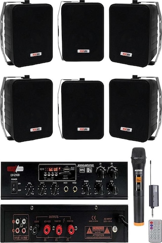 Lastvoice Black Large Plus Paket-5 Hoparlör Ve Anfi Anons Ses Sistemi Seti