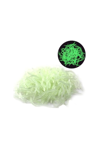 Valkyrie 200 Adet Kutulu Fosforlu 3,5cm Yapay Silikon Solucan Balık Yemi - Gerçekçi Görünüm - Parlayan Solucan