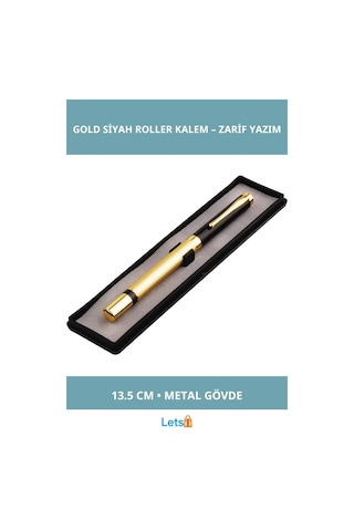 Kutulu Metal Roller Kalem Altın Siyah 13.5 Cm Çok Renkli