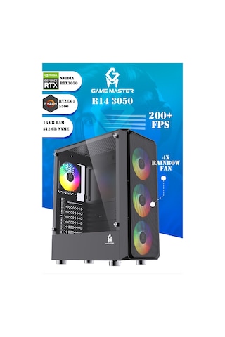 Game Master R14 3050 R5-5500 16 GB 512 GB M.2 SSD RTX3050 Free Dos Masaüstü Oyuncu Bilgisayarı
