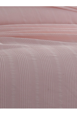 Tek Kişilik Waffle Pike 160x230cm, %100 Pamuk, Petek Tasarım, Somon Somon